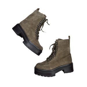 Sam Edelman Lovrin 5 Suede Lace Up Boots Combat Green